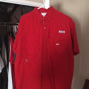 Red Columbia Button Down Shirt